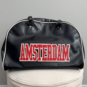 Amsterdam Black Vegan Leather Duffel Bag